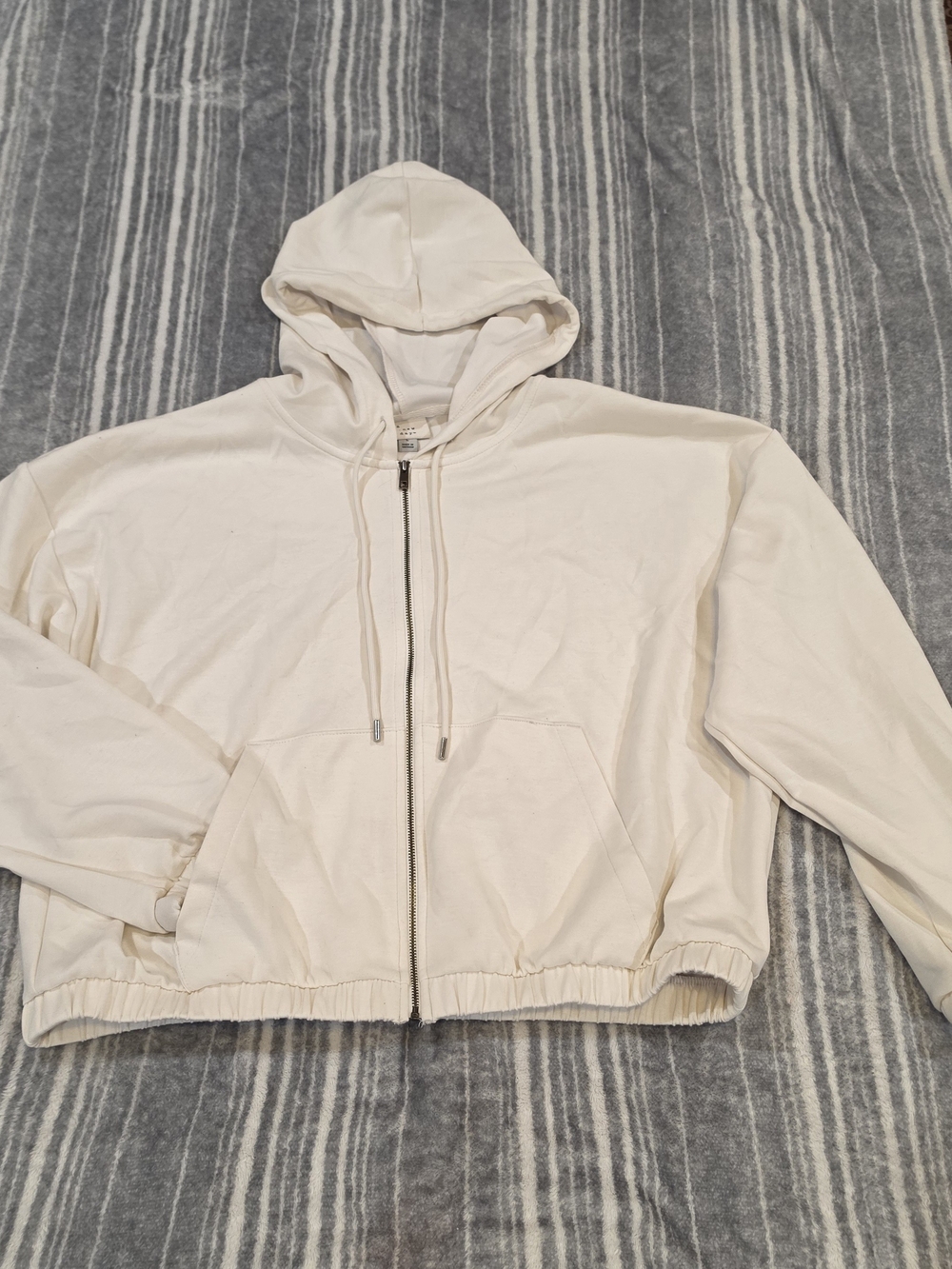 a new day Cream Full-Zip Hooded Windbreaker Jacket